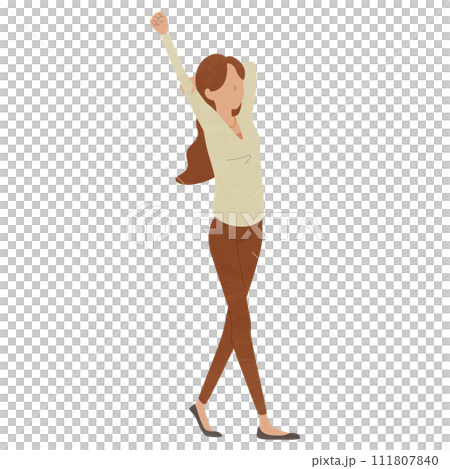 伸びをする女性　リラックスした女の人　体を伸ばして息抜きをするビジネスマンのベクターイラスト 111807840