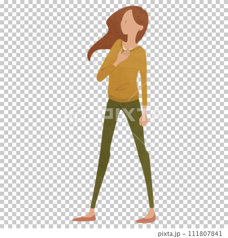 胸に手を当てる女性　自信を持った前向きな女の人のベクターイラスト 111807841