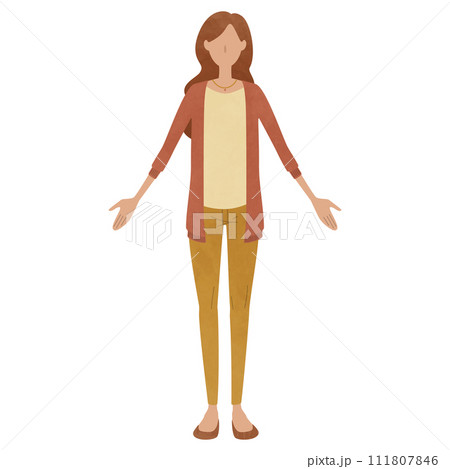 腕を広げる女性　迎える、歓迎するポーズの女の人　抱きしめるお母さんのベクターイラスト 111807846