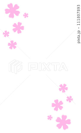 クレヨンタッチの桜のフレームイラスト【9:16】 111807893