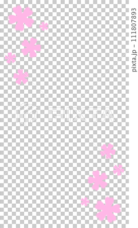 クレヨンタッチの桜のフレームイラスト【9:16】 111807893