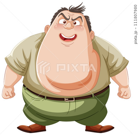 Cheerful Cartoon Man Standing Proudly 111807980