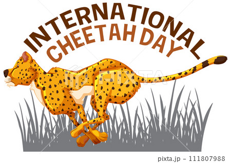 Celebrating International Cheetah Dayのイラスト素材 [111807988