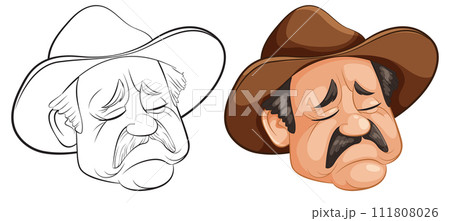Sorrowful Cowboys Vector Illustration 111808026