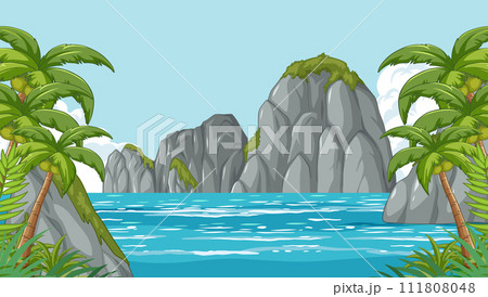 Tropical Paradise Vector Illustration 111808048