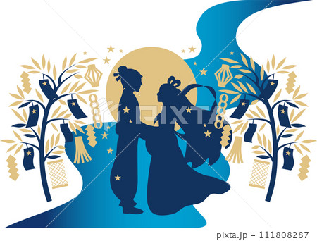 七夕 夏 織姫 彦星 牽牛 シルエット 人物 男性 女性 イラスト素材 七夕 夏 織姫 彦星 牽牛 シルエット 人物 男性 女性 イラスト素材 111808287