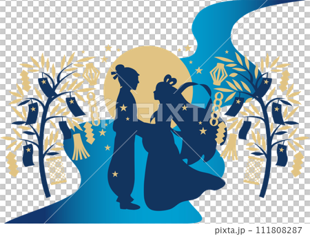 七夕 夏 織姫 彦星 牽牛 シルエット 人物 男性 女性 イラスト素材 七夕 夏 織姫 彦星 牽牛 シルエット 人物 男性 女性 イラスト素材 111808287