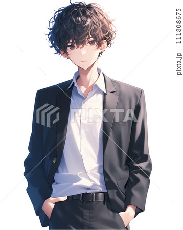 少しくせ毛でマッシュヘアの男性(AI生成画像) 少しくせ毛でマッシュヘアの男性(AI生成画像) 111808675