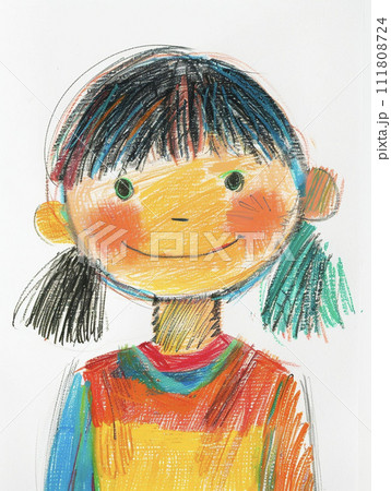 クレヨンで描いた女の子 AI画像のイラスト素材 [111808724] - PIXTA