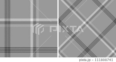 Set black and white check plaid seamless vector pattern. Set black and white check plaid seamless vector pattern. 111808741