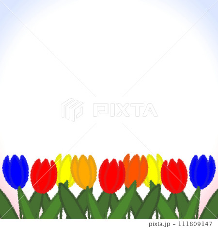 クレヨンタッチのチューリップのフレーム【1:1】 111809147