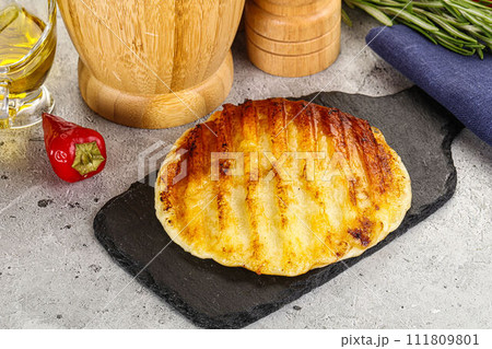 Grilled Greek traditional cheese - haloumi Grilled Greek traditional cheese - haloumi 111809801