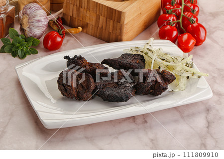 Grilled beef barbecue served onion Grilled beef barbecue served onion 111809910