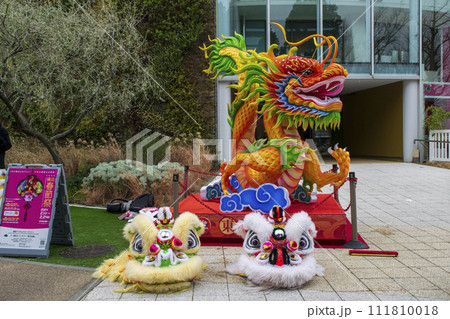 横浜中華街　春節祭　採青　春節祈願獅子舞　横浜マリンタワー前にて 111810018