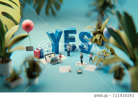 大きな「YES」と考えるビジネスパーソン(3D) 大きな「YES」と考えるビジネスパーソン(3D) 111810261