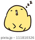 座ってぐっすり眠るひよこ 111810326