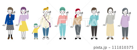 OKのポーズをしている様々な年齢層の女性のイラスト OKのポーズをしている様々な年齢層の女性のイラスト 111810375