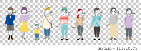 OKのポーズをしている様々な年齢層の女性のイラスト OKのポーズをしている様々な年齢層の女性のイラスト 111810375