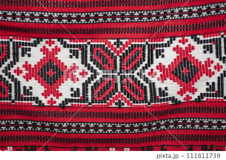 Slavic rushnyks. Canvases of fabric with national Belarusian Russian Ukrainian pattern. Embroidery. 111811739