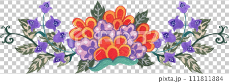 Colorful flowers watercolor with Ajrakh painting style Colorful flowers watercolor with Ajrakh painting style 111811884