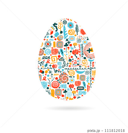 Easter card with egg. Postcard Happy Easter . hand drawing. Not AI. Vector illustration Easter card with egg. Postcard Happy Easter . hand drawing. Not AI. Vector illustration 111812018