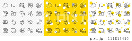 Outline Hypoallergenic tested, Time management and Medical calendar line icons pack for web with 360 degree, Hand click, Quote bubble line icon. Start business, Recovery cloud. Vector 111812416