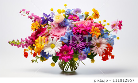 花瓶に飾られたカラフルな花 花瓶に飾られたカラフルな花 111812957