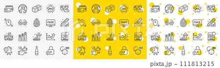 Outline Time management, Love glasses and Wallet line icons pack for web with Graph chart, Headphones, Artificial colors line icon. Repairman, Fake news, Scroll down pictogram icon. Vector 111813215