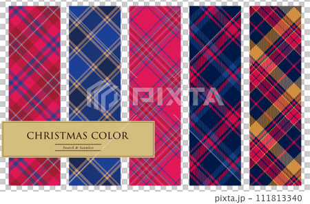 Tweed check pattern set in sparkling bright Christmas colors Tweed check pattern set in sparkling bright Christmas colors 111813340