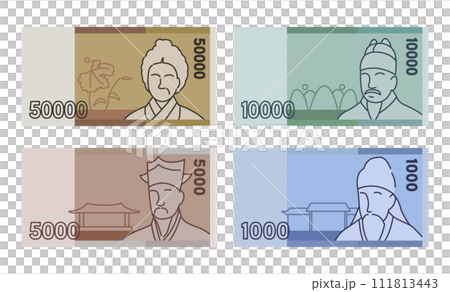 Illustration of Korean banknotes paper money 111813443