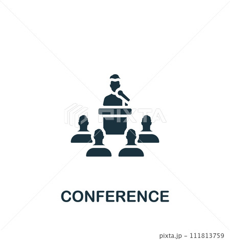 Conference icon. Monochrome simple sign from freelance collection. Conference icon for logo, templates, web design and infographics. 111813759