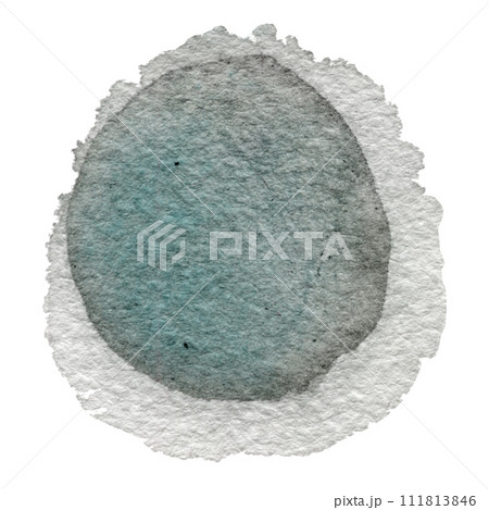 Grey watercolor circle isolated on white background. Gray, black and white round watercolour shape or spot for text 111813846