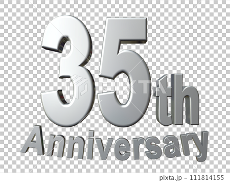 3DCG文字「35th Anniversary/35周年」シルバー,銀 111814155