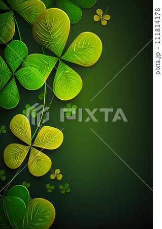 Saint Patrick's day four leaf clover background with blank space for text or logo. Copy space. Ai generative Saint Patrick's day four leaf clover background with blank space for text or logo. Copy space. Ai generative 111814178