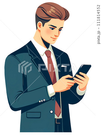 スマホを操作する若いビジネスマン 111814552