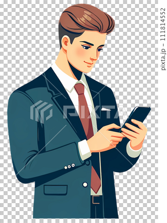 Young businessman operating a smartphone 111814552