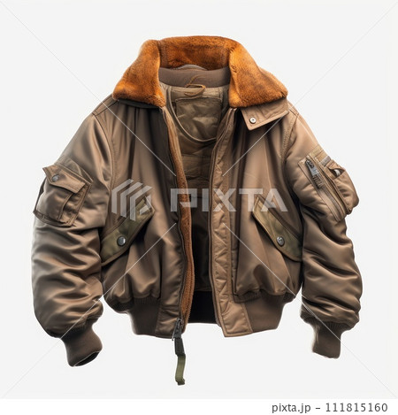 Brown jacket bomber isolated on white background. 111815160