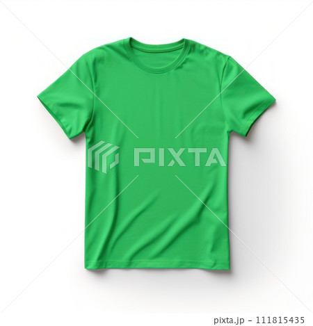 Bright green T-shirt isolated on white background. Mockup for placing your design. Bright green T-shirt isolated on white background. Mockup for placing your design. 111815435