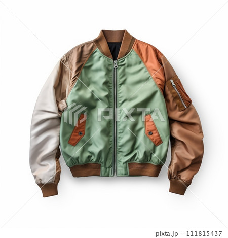 Jacket bomber light brown and green grey color isolated on white background Jacket bomber light brown and green grey color isolated on white background 111815437