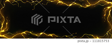 Yellow lightning frame on transparent background 111815753