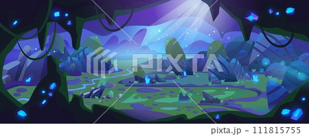 Underground cave with jungle landscape Underground cave with jungle landscape 111815755