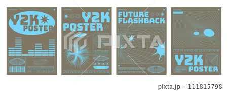 Set of retro futuristic vibe flyers 111815798