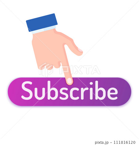 Subscribe Button with Hand Flat Style Vector...のイラスト素材 [111816120] - PIXTA