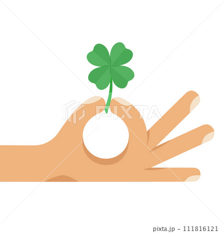 Four Leaf Lucky Clover in Hand Flat Vector Illustration 111816121