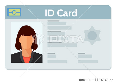 ID Card With Woman Photo Flat Vector Illustration ID Card With Woman Photo Flat Vector Illustration 111816177