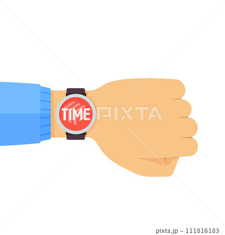 Smartwatch on Wrist Displaying Text Time Flat Style Vector Illustration Smartwatch on Wrist Displaying Text Time Flat Style Vector Illustration 111816183