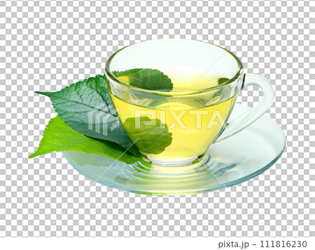 green tea with transparent cup isolated green tea with transparent cup isolated 111816230