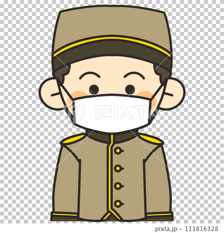 戴著口罩的飯店男性工作人員的插圖 111816328
