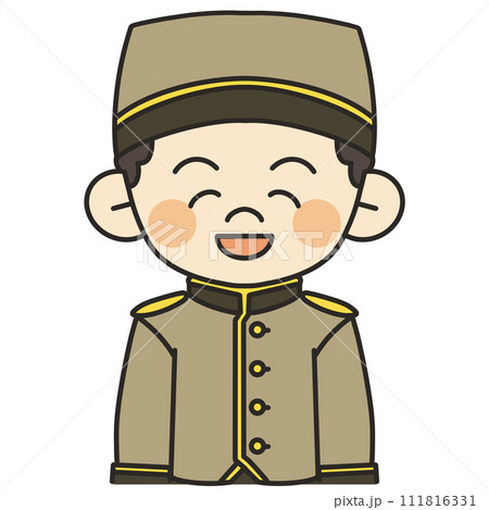 正面を向いて笑っているホテルマンのイラスト 111816331