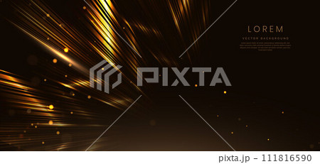 Abstract elegant gold diagonal lines on dark brown background with lighting effect sparkle. Luxury template award design. Abstract elegant gold diagonal lines on dark brown background with lighting effect sparkle. Luxury template award design. 111816590